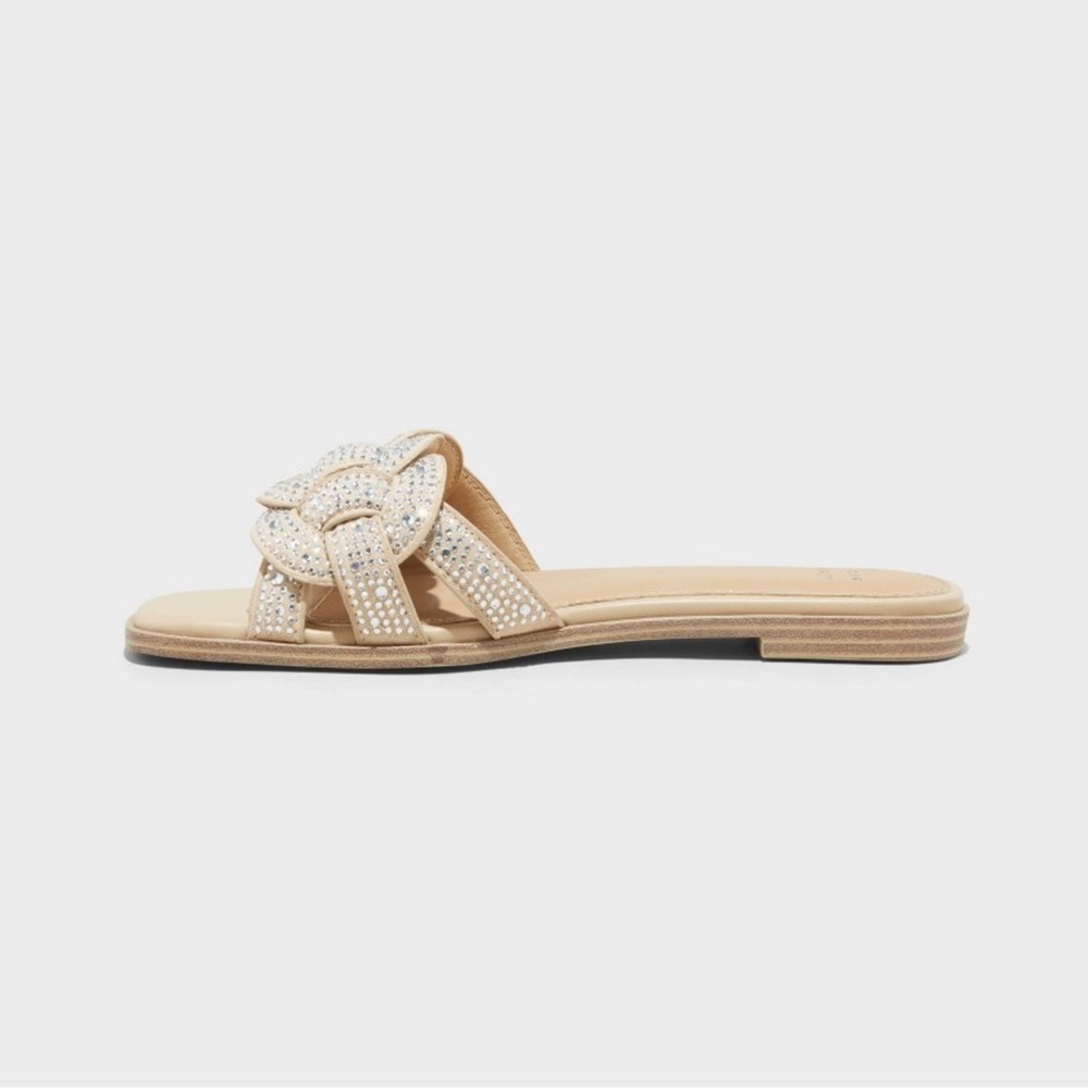NWT Women's Maggie Rhinestone Slide Sandals - A New Day Silver - Picture 2 of 8